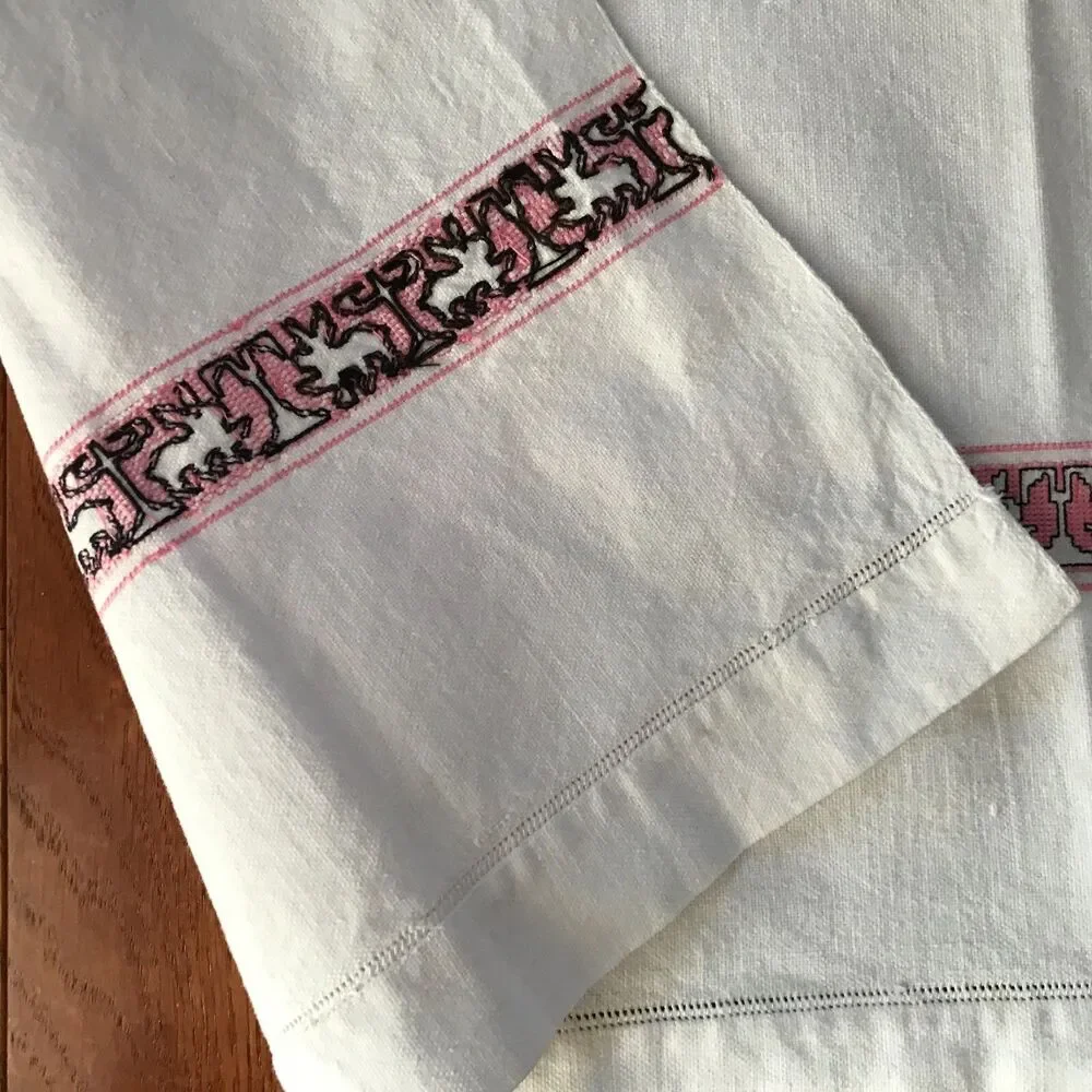 Kitchen Linen Towel Bunny Rabbit  Runner Spring Cross Stitch 22 x 53 Easter